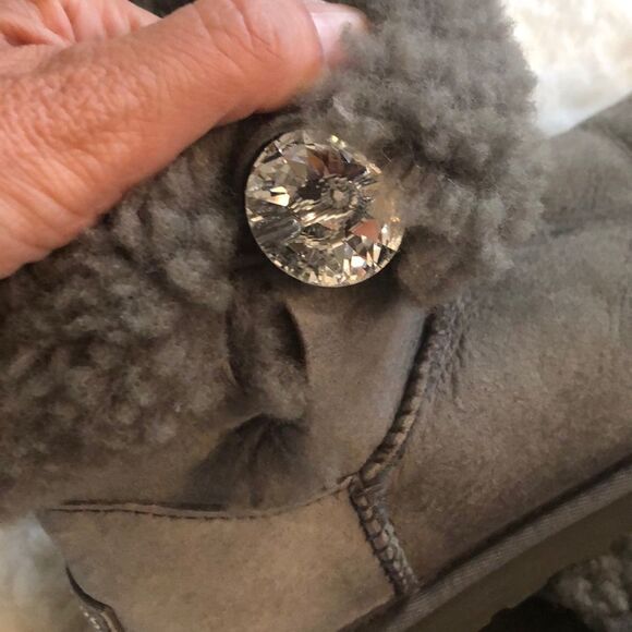 Ugg Gray suede and rhinestone boots. Fur booties 6 - Picture 8 of 8
